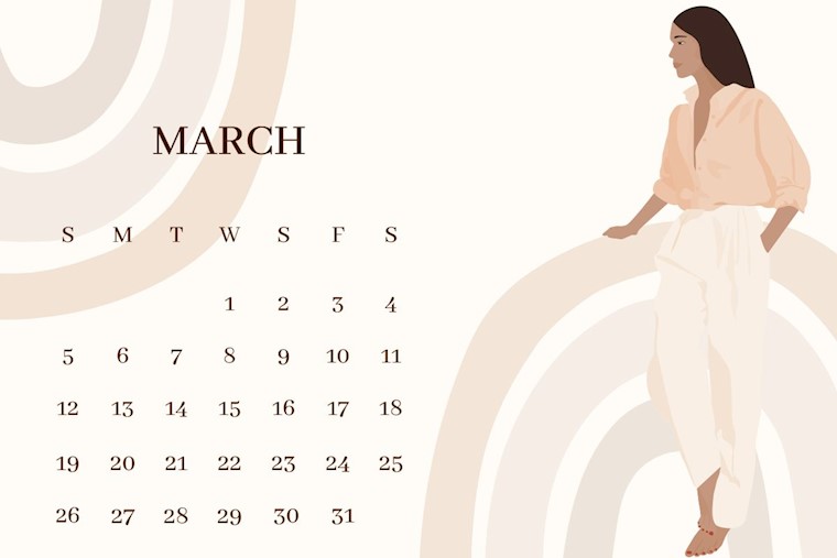 boho minimalist march 2023 calendar