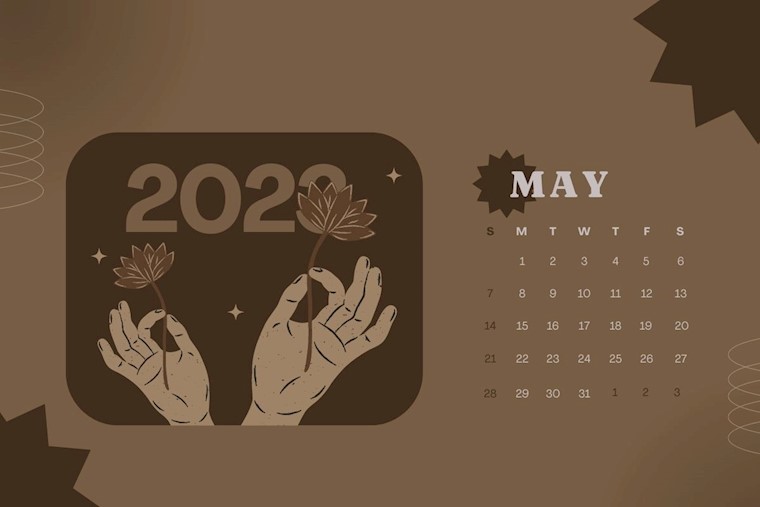 brown aesthetic may 2023 calendar