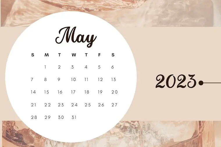 brown minimalist monthly may 2023 calendar