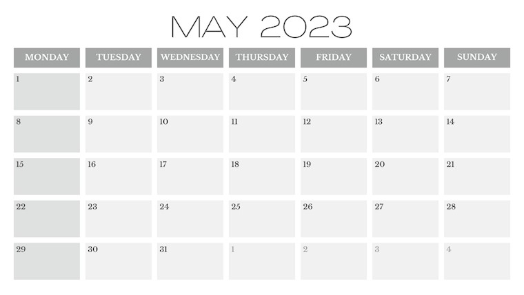 classic minimalist may 2023 calendar