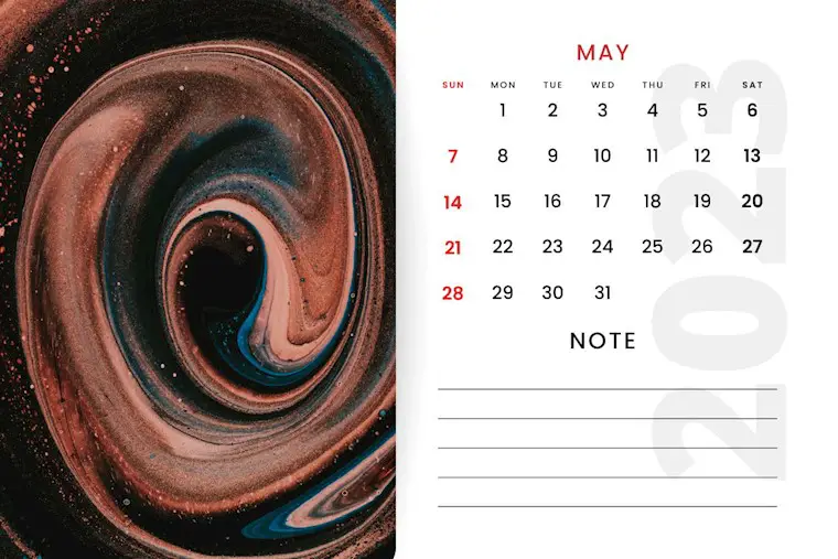 colorful glitter modern may 2023 calendar