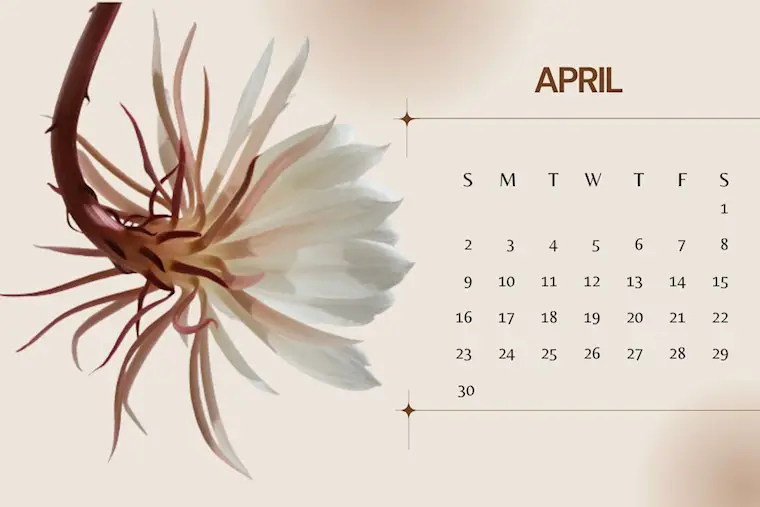 cream brown aesthetic april 2023 calendar