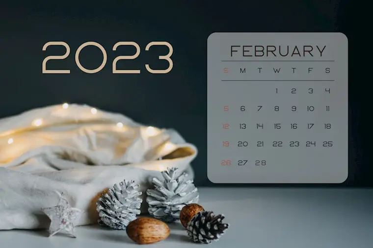cute winter february 2023 calendar