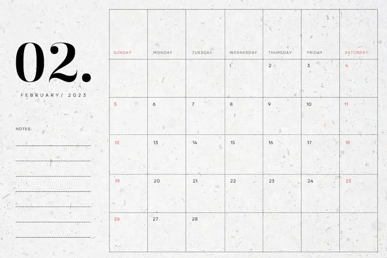 february 2023 minimalist classy planner calendar