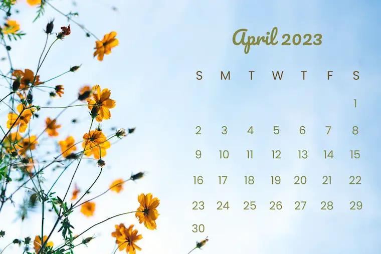 floral april 2023 calendar