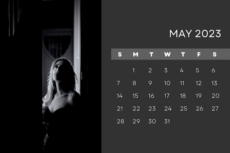 gray and white simple professional may 2023 calendar