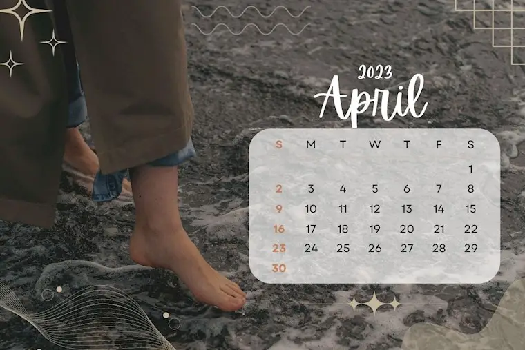 gray white full photo april 2023 calendar