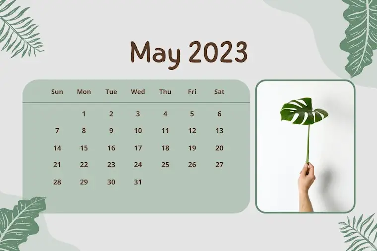 green bohemian may 2023 calendar