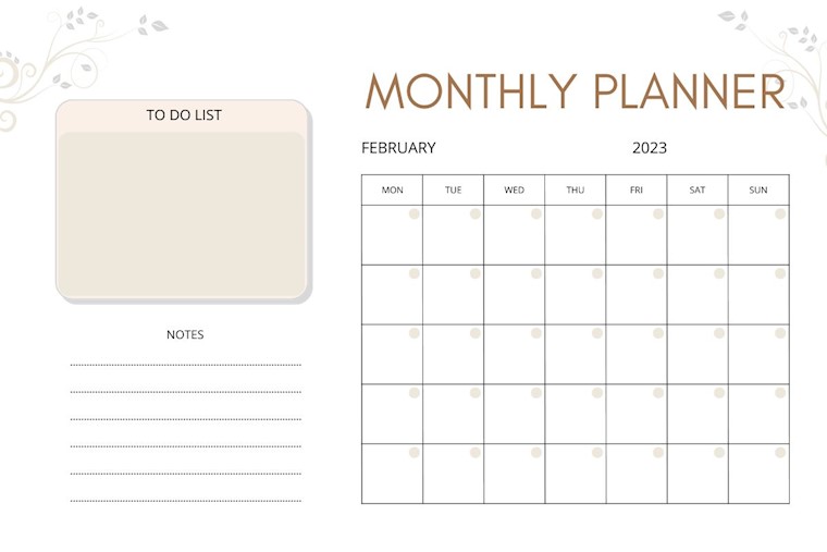 minimal and clean february 2023 calendar