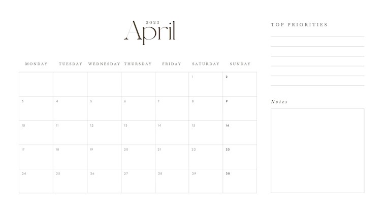 minimalist elegant april 2023