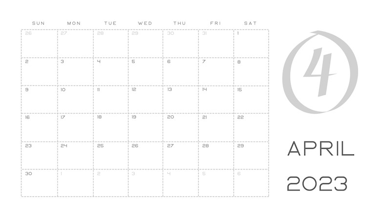 minimalist printable april calendar 2023