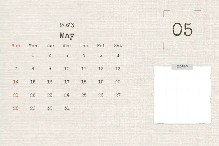 minimalist printable may 2023 calendar