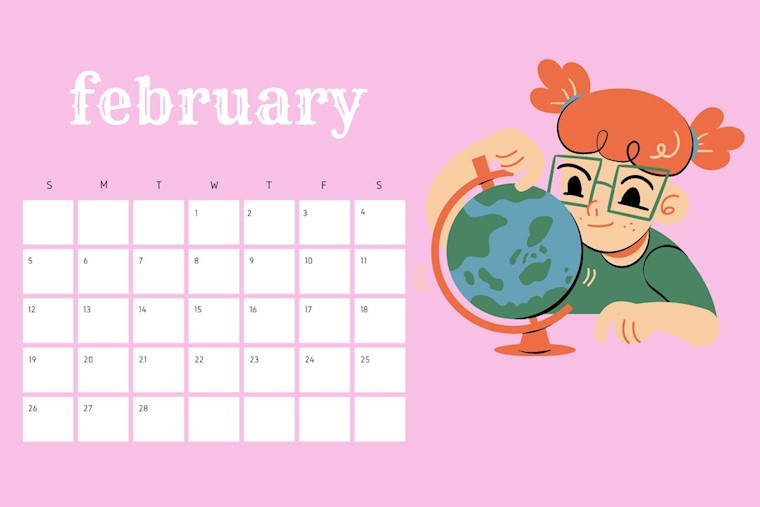 pastel kids february 2023 calendar