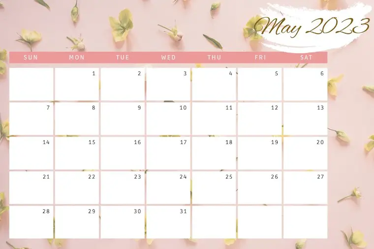 peach cute may 2023 calendar