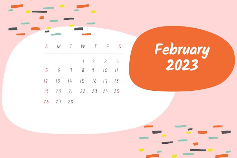 pink and orange consumer canva february 2023 calendar