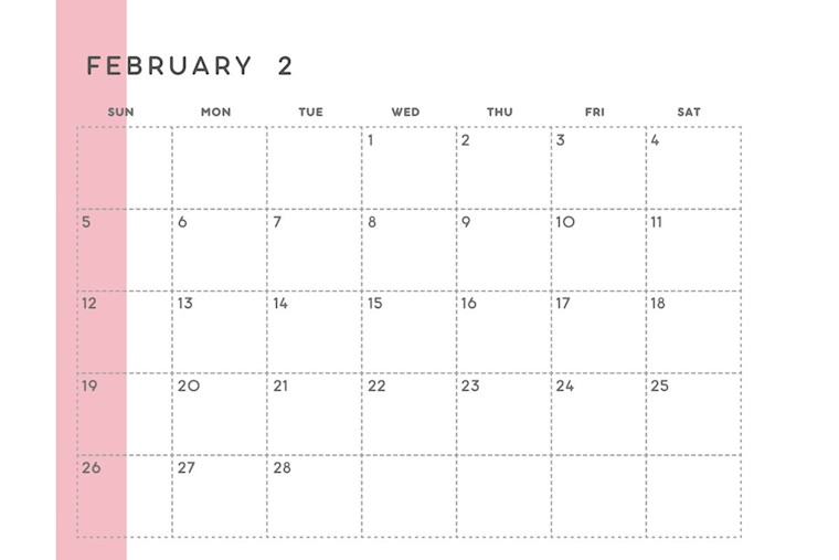 27 Free Cute Aesthetic February Calendars 2023 - Onedesblog