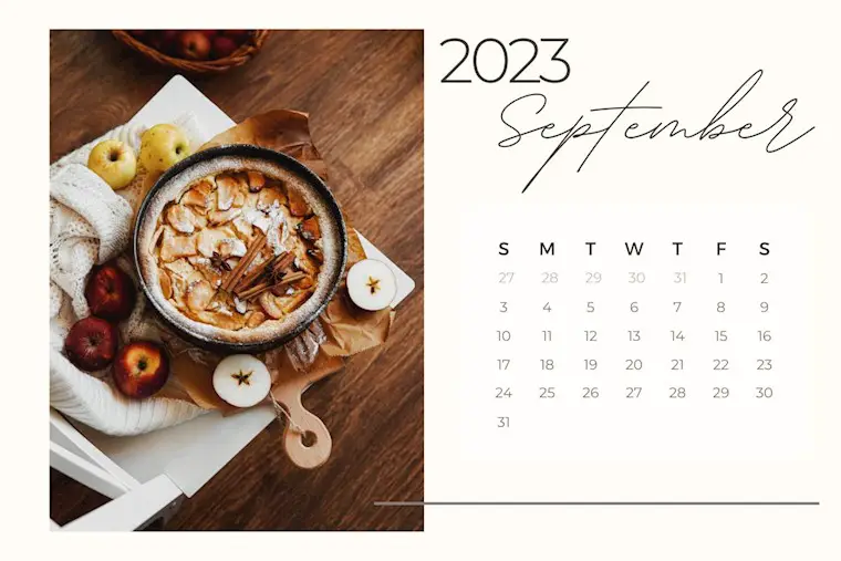 autumn aesthetic september 2023 calendar