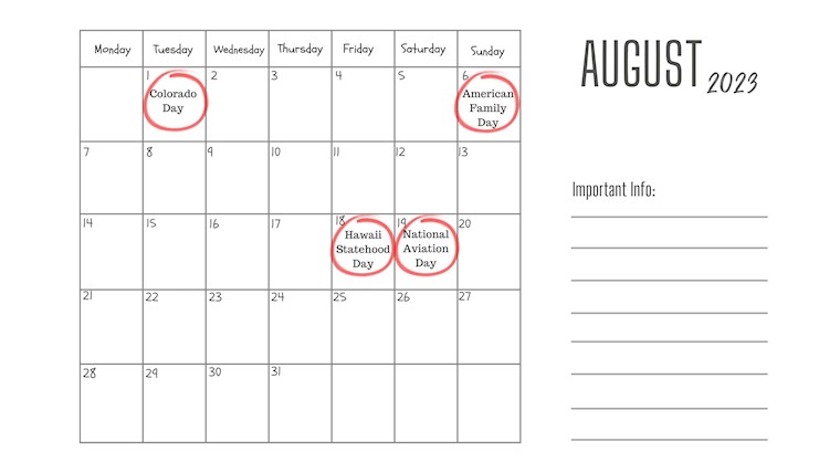 basic minimalistic august 2023 calendar