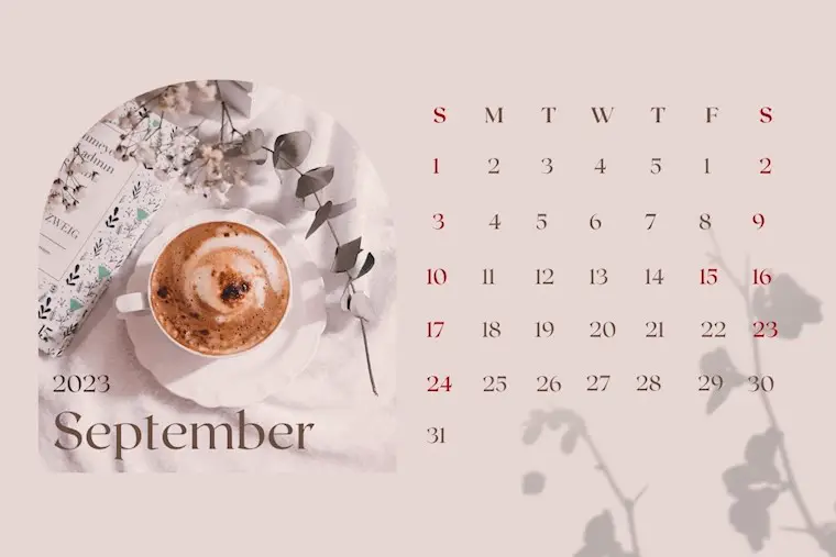 beige aesthetic cute september 2023 calendar