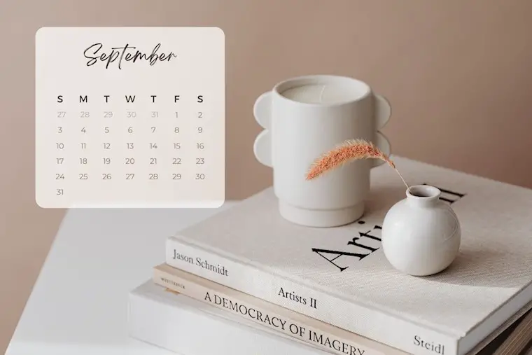 beige aesthetic photo september 2023 calendar