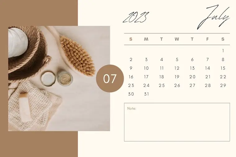 beige minimalist july 2023 calendar