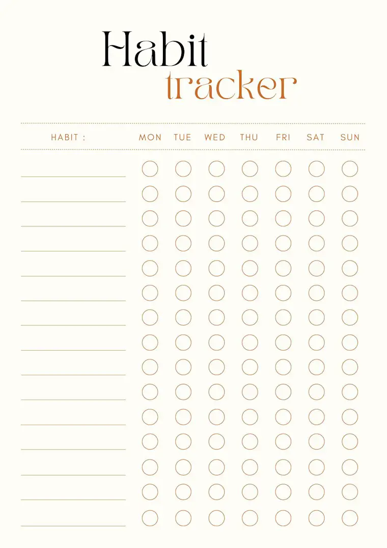 beige simply habit tracker daily planner