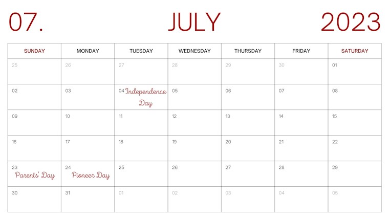 blank july 2023 calendar