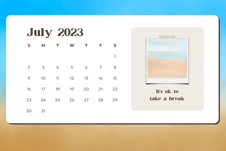brown abstract watercolor july 2023 calendar