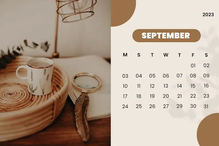 brown simple photography september 2023 calendar