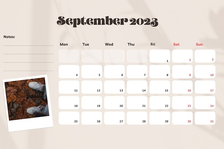 brown white minimalist september 2023 calendar