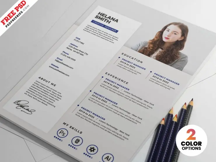 clean and fresh resume design psd template