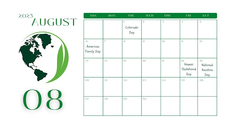 clean holidays august 2023 calendar