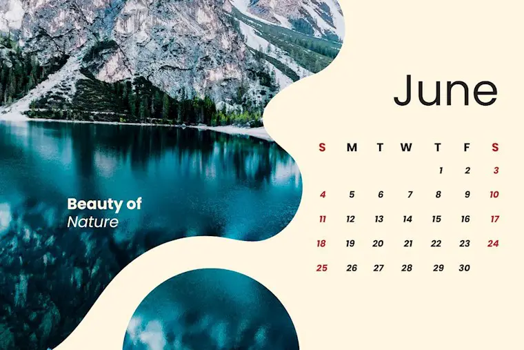 cream blue simple beauty of nature june 2023 calendar