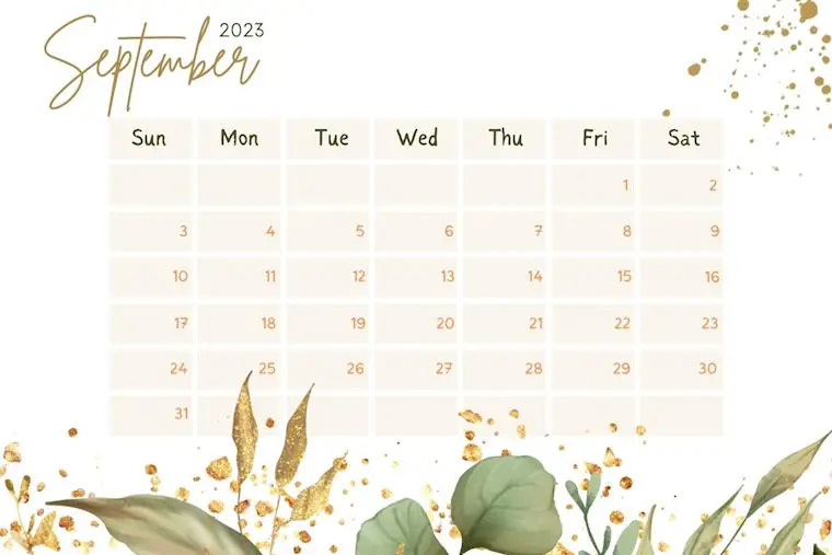 cute autumn september 2023 calendar