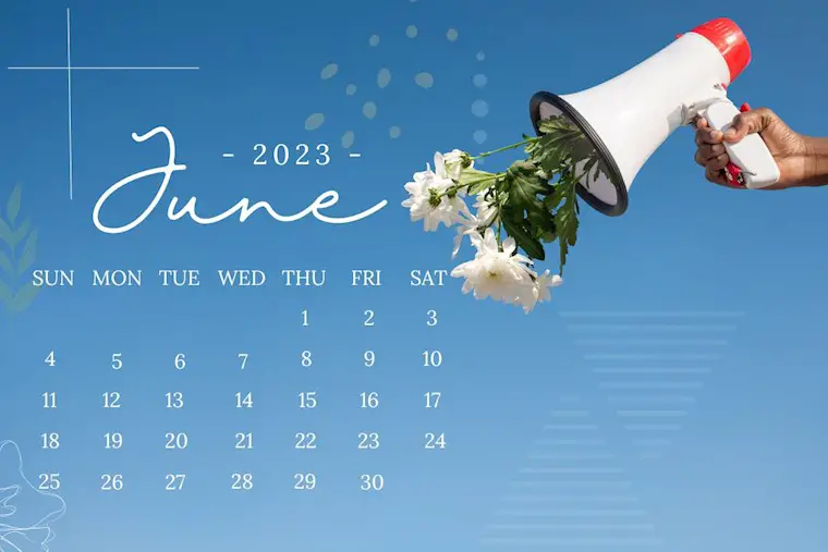 cute blue floral june 2023 calendar