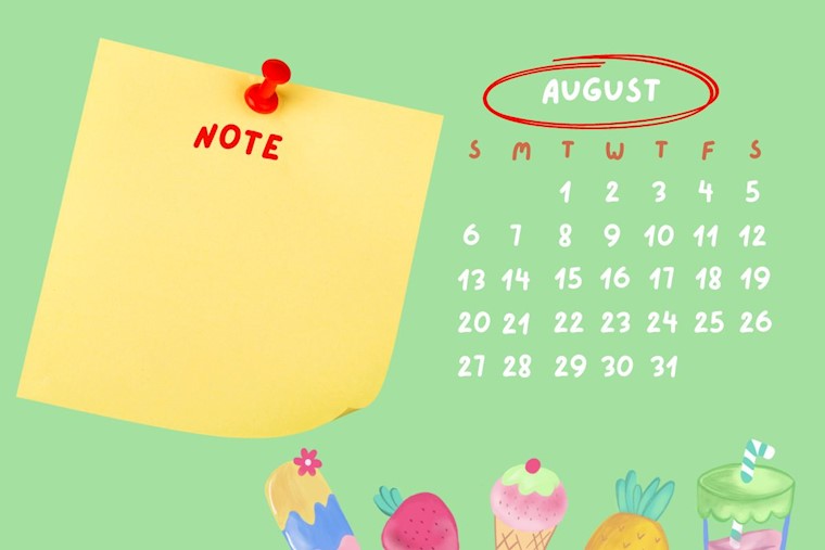 cute canva pastel august 2023 calendar