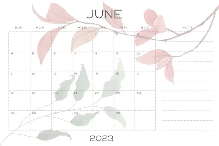 cute floral june 2023 calendar