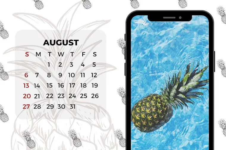 cute pineapple august 2023 calendar