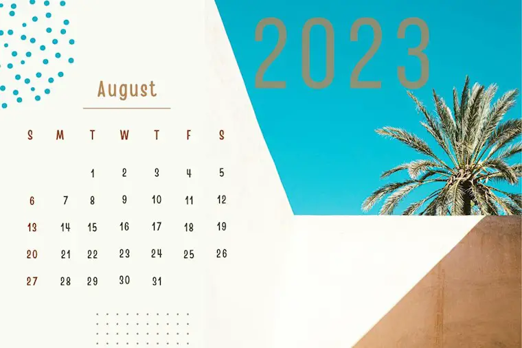cute summer august 2023 calendar