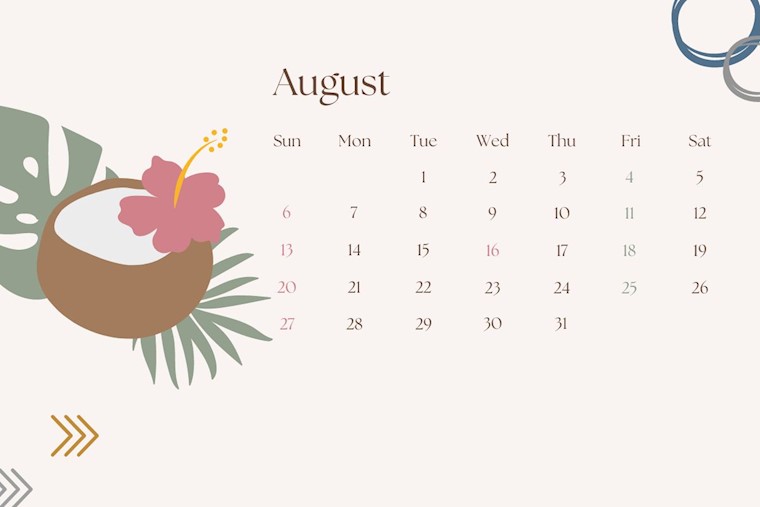 cute summer photo august 2023 calendar