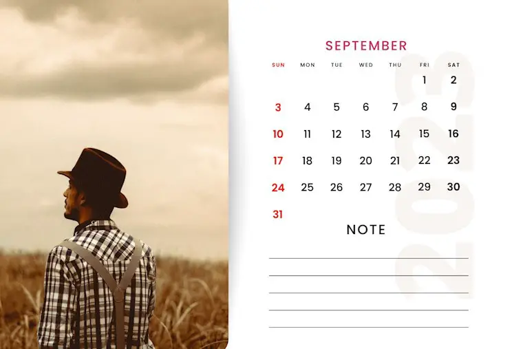 cute warm photo september 2023 calendar