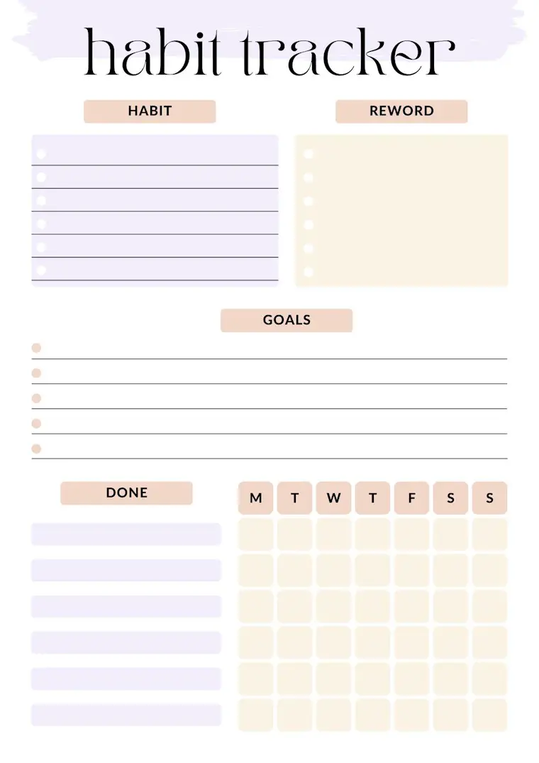 elegant habit tracker sheet