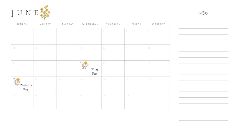 elegant minimalist june 2023 calendar