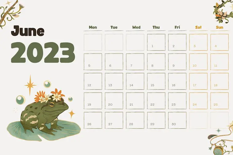fairytale watercolor animal june 2023 calendar