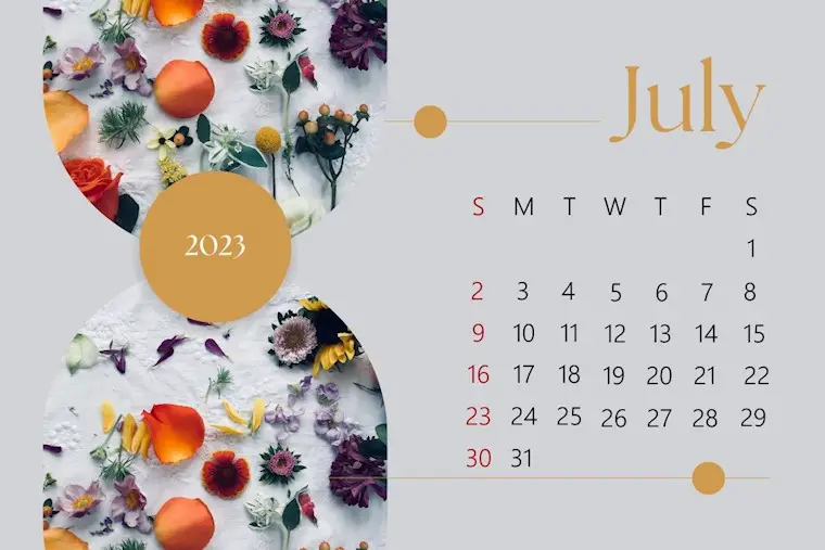 floral minimalist july 2023 calendar