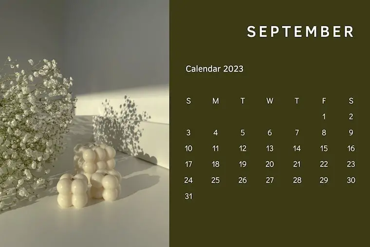 green simple minimalist september 2023 calendar