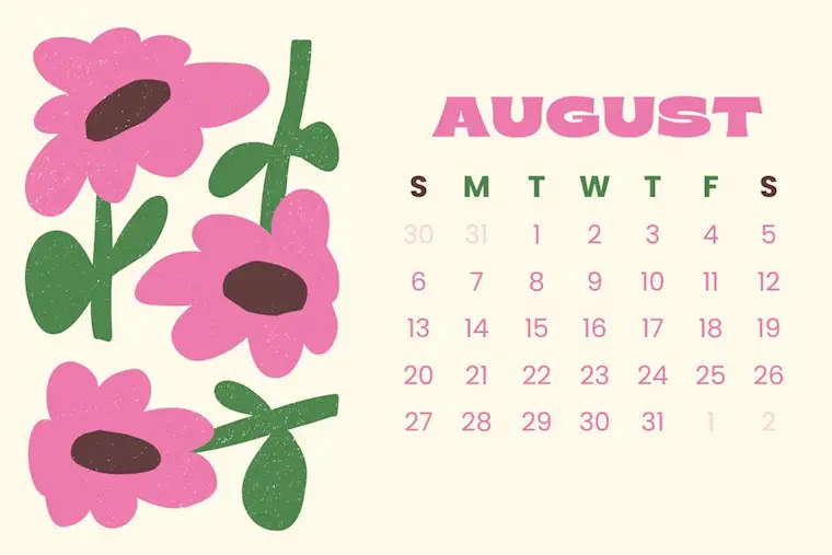 matissee abstract flowers august 2023 calendar