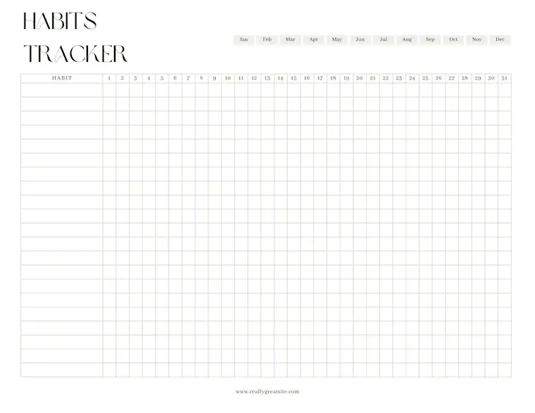 minimal habit tracker us letter