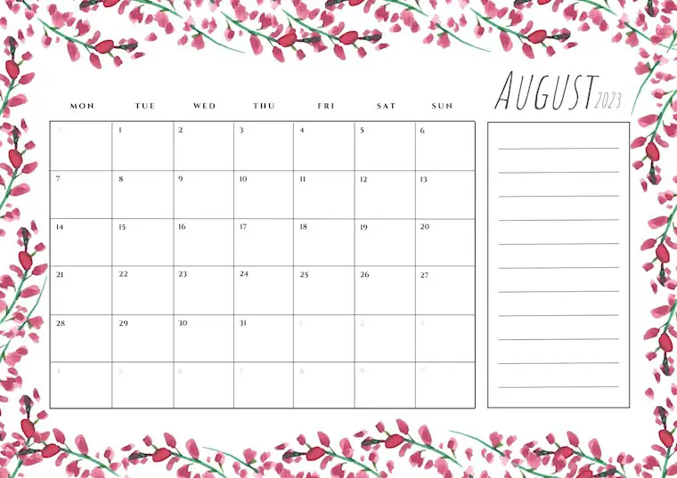 27 Clean & Simple Printable August Calendars 2023: Free - Onedesblog