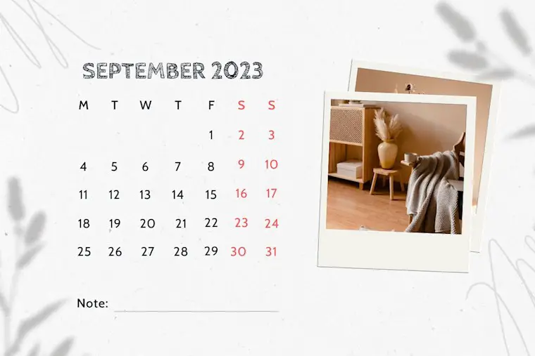 minimalist cute home september 2023 calendar